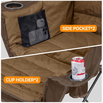 Huskfirm cup holders and storage bags keep drinks and essentials within reach.