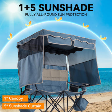 Huskfirm double beach chair cup holder and cooler keeps drinks handy.