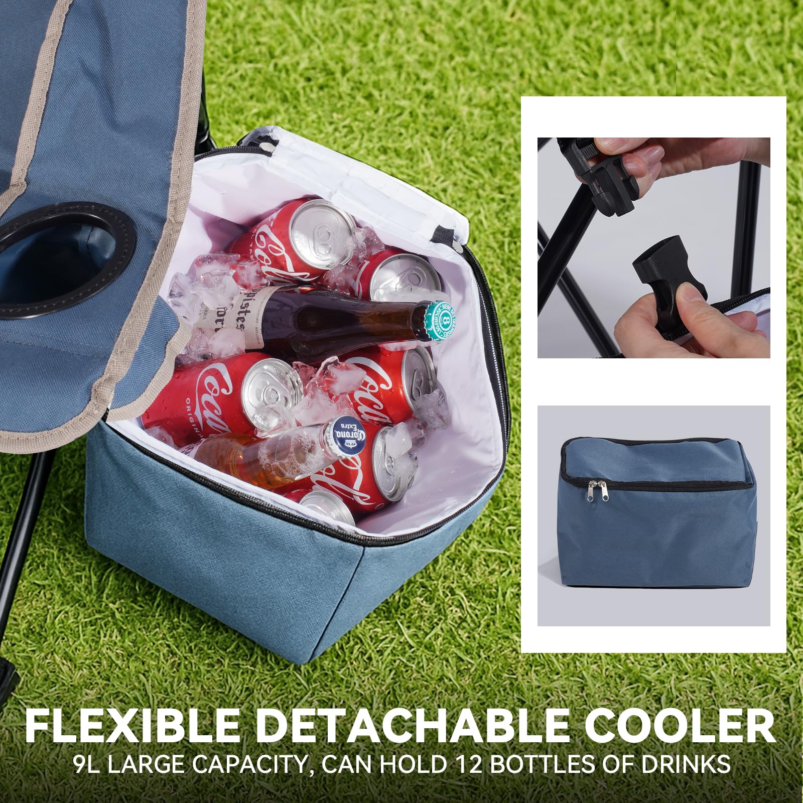 Huskfirm double beach chair folds into a compact storage bag for easy transport.