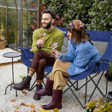 Huskfirm double camping chair 2-person setup, ideal for shared picnics and outdoor lounging.