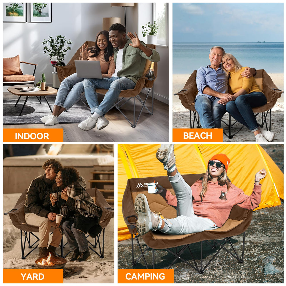 Huskfirm double camping chair with carry bag for portable storage