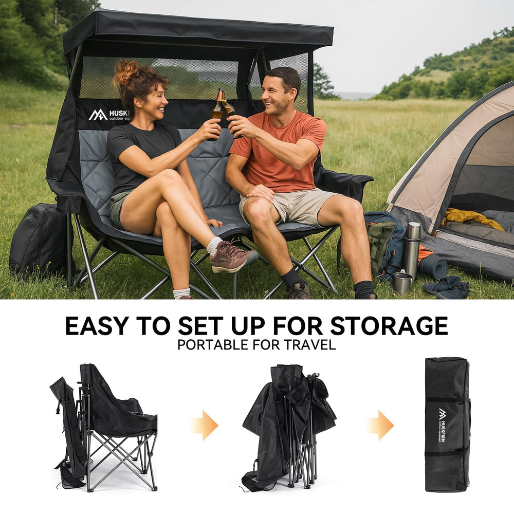 Huskfirm double camping chair mesh cup holders support drinks
