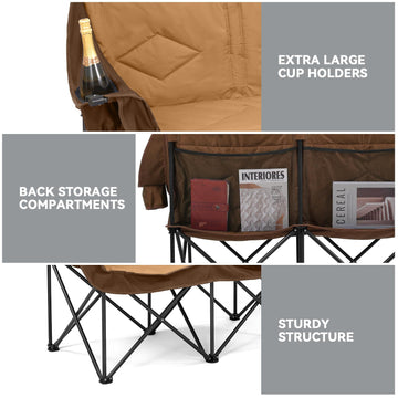 Huskfirm double camping chair on grass or sand for outdoor use