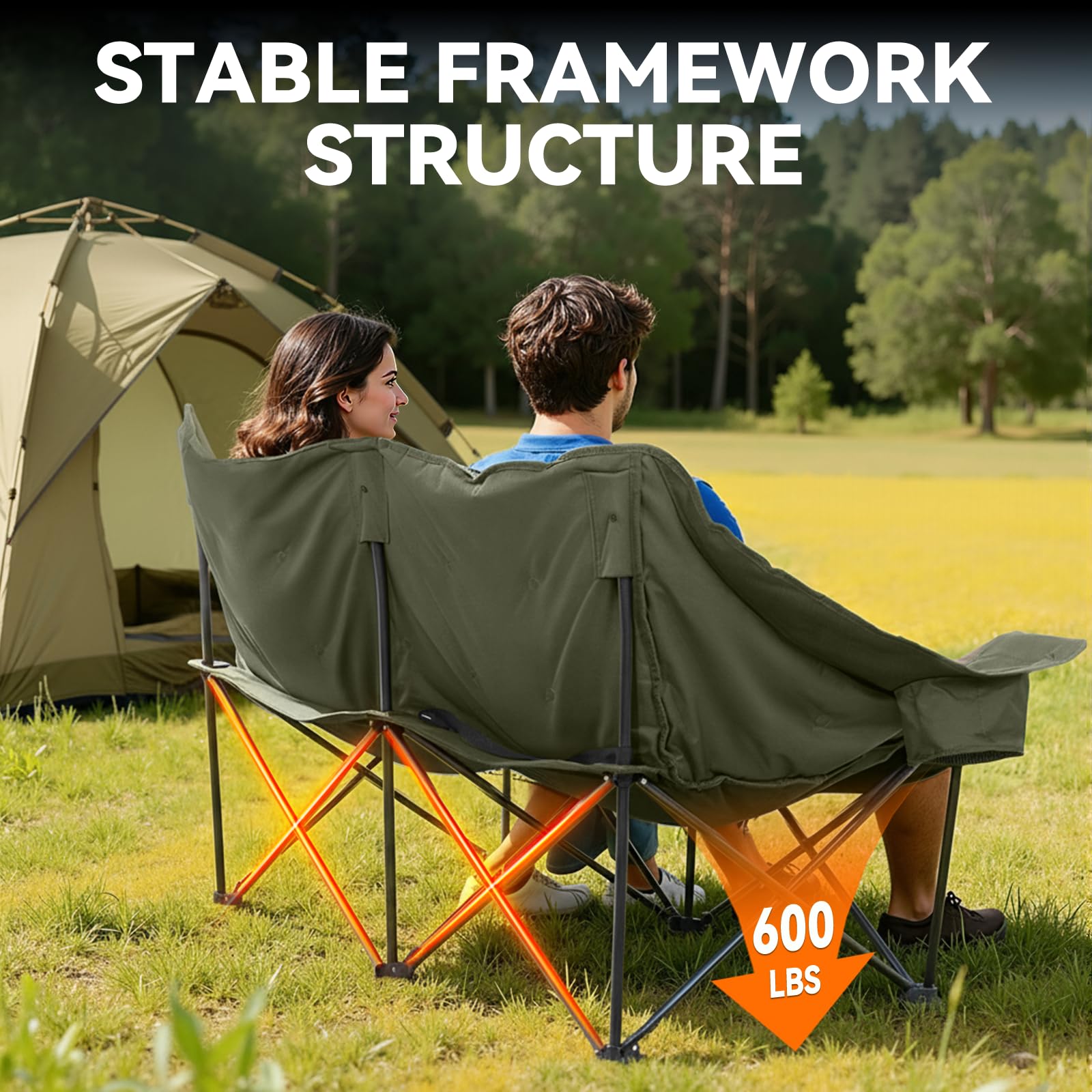 Huskfirm double camping chair side pockets store essentials at hand.