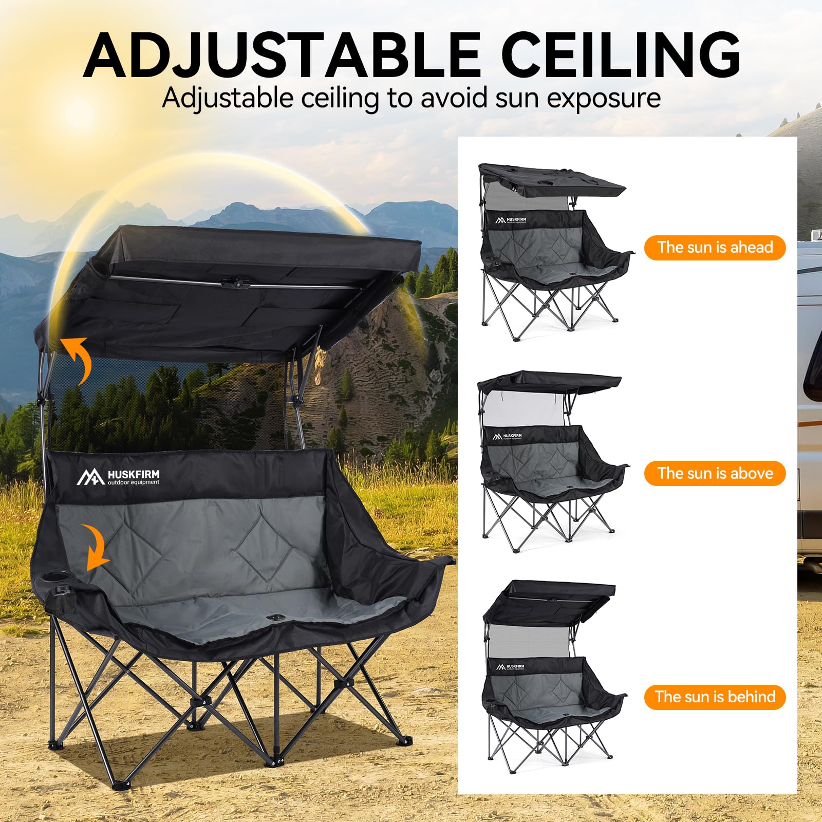 Huskfirm double camping chair side pockets keep essentials handy