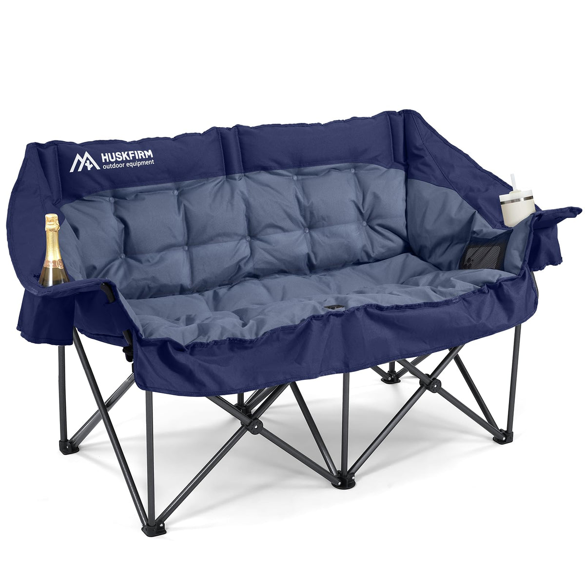 Huskfirm double camping chairs padded loveseat – comfortable seating for two outdoors