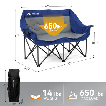 Huskfirm durable steel-frame with stabilizing legs, steady on grass or sand.