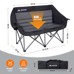 Huskfirm heated double camping chair control panel highlights adjustable temperature options