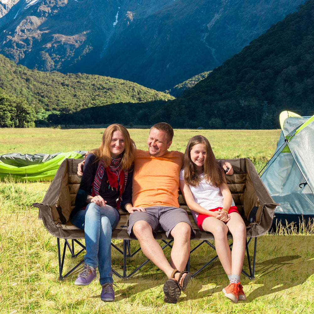 Huskfirm heavy-duty steel frame supports durable use across grass, sand, and trails.
