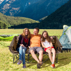 Huskfirm heavy-duty steel frame supports durable use across grass, sand, and trails.