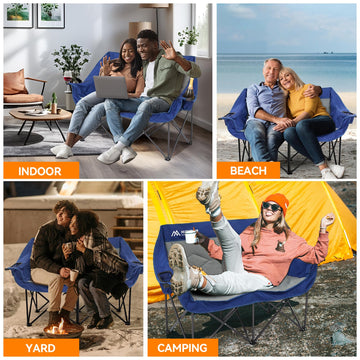 Huskfirm outdoor couch in blue, perfect for backyard gatherings and sunlit patios.