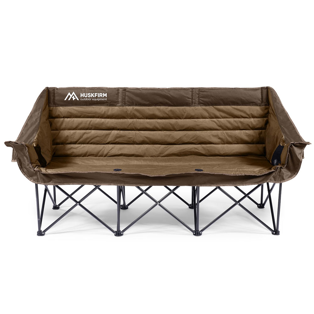Huskfirm outdoor lawn chair features non-slip feet for stable placement.