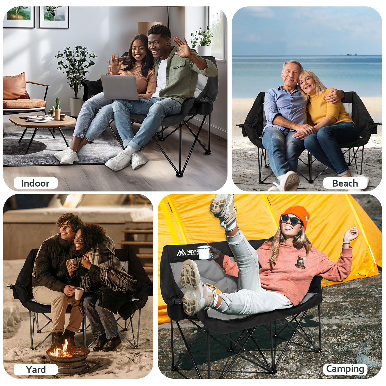 Huskfirm outdoor-friendly design suits camping, fishing, tailgating, or backyard gatherings.