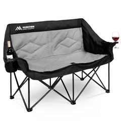 Huskfirm oversized 2-person camping chair offers roomy seating for relaxed outdoor conversations.