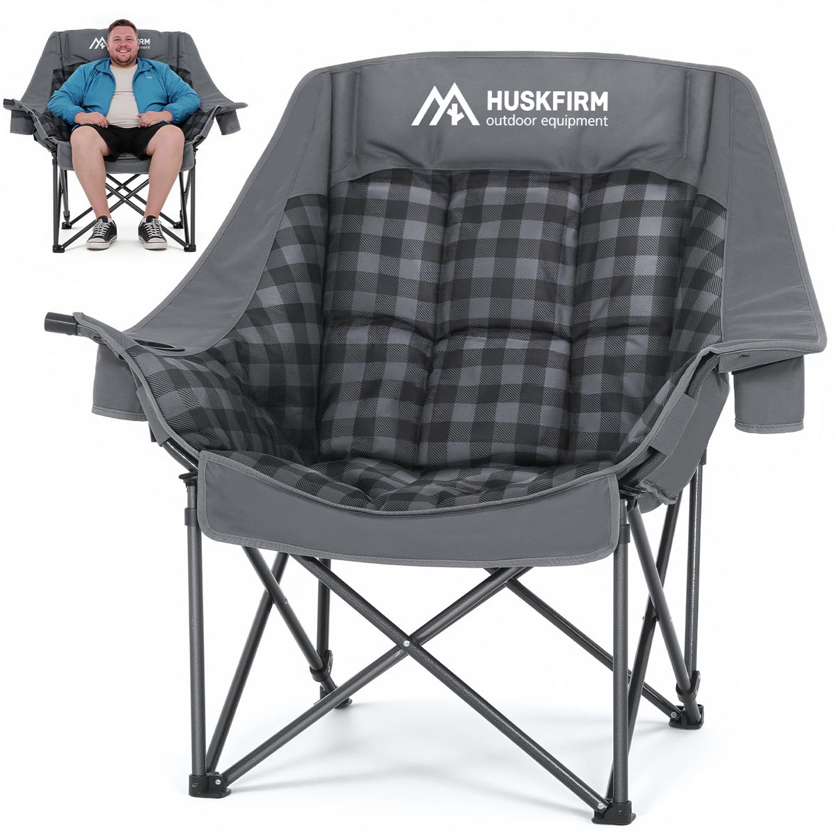 Huskfirm oversized camping chair assembled for relaxed outdoor seating