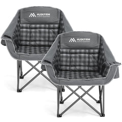 Huskfirm oversized camping chair folded frame offers portable, stable seating for outdoor adventures.