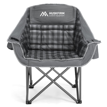 Huskfirm oversized camping chair frame showcases a sturdy steel build for durable outdoor seating.