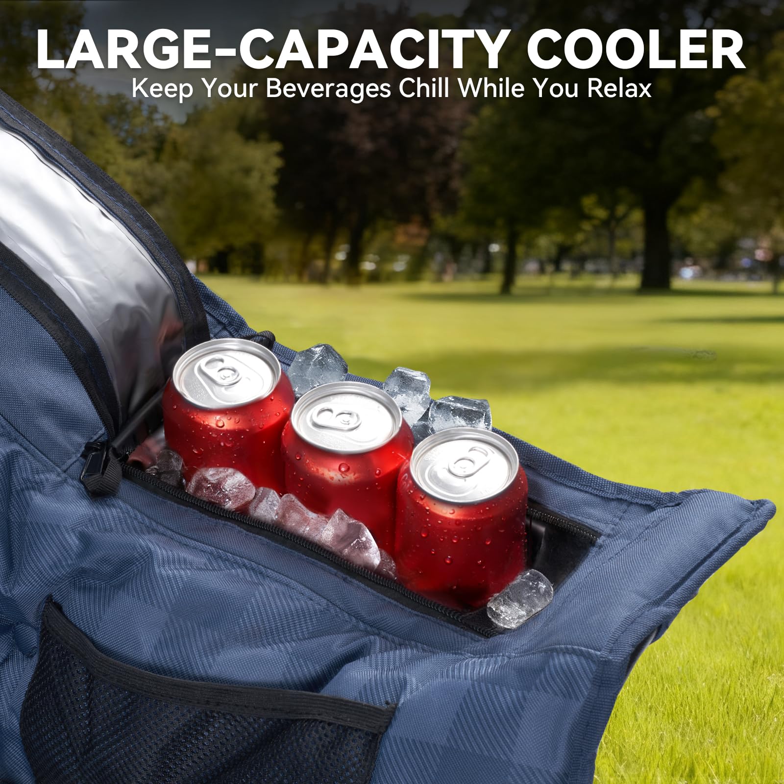 Huskfirm padded double camping chair blue Oxford fabric seat blends comfort with durability.