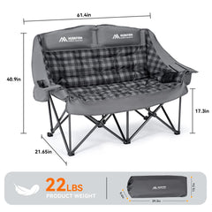 Huskfirm padded double camping chair cooler keeps beverages cold during outdoor use.