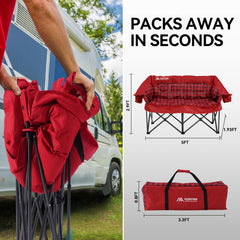 Huskfirm portable folding chair with carry bag enables easy transport.