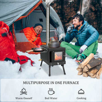 Huskfirm portable stove setup with cookware ready for outdoor cooking
