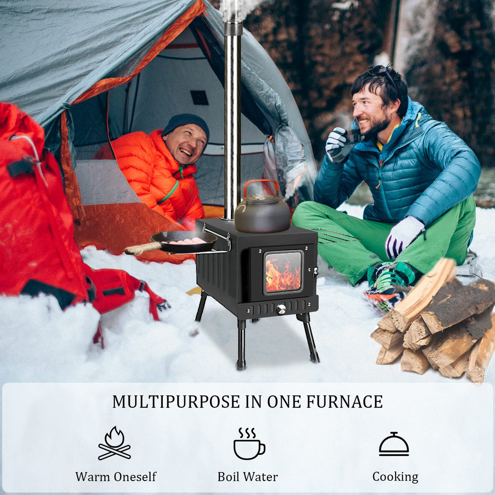 Huskfirm portable stove setup with cookware ready for outdoor cooking