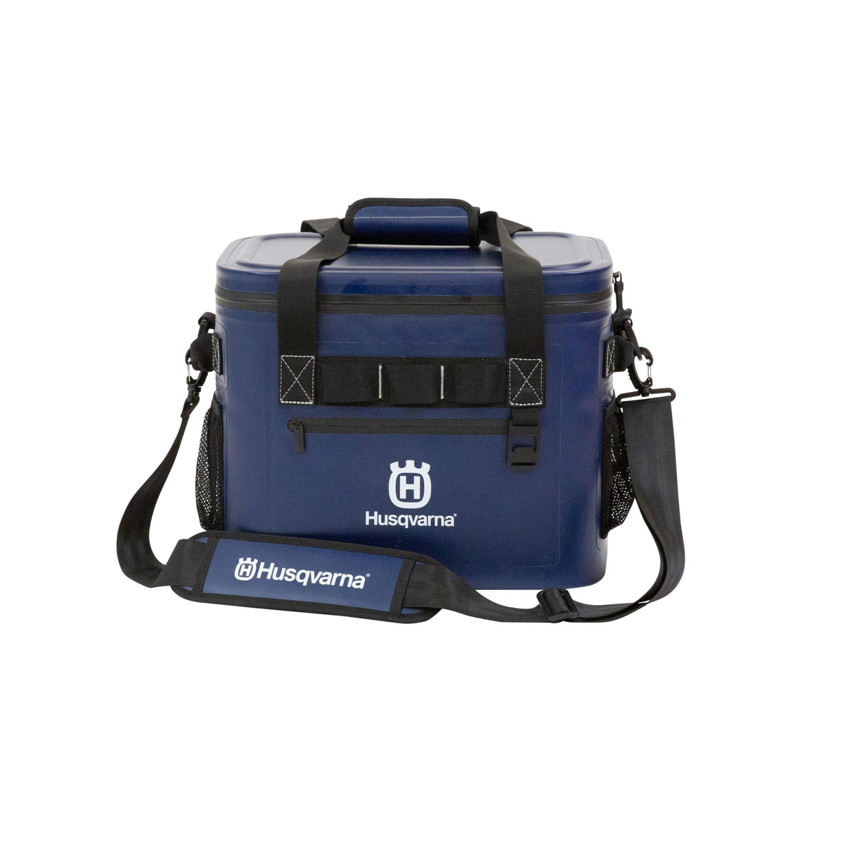 Husqvarna Soft Cooler Navy 30L with rugged waterproof insulation for on-track beverages