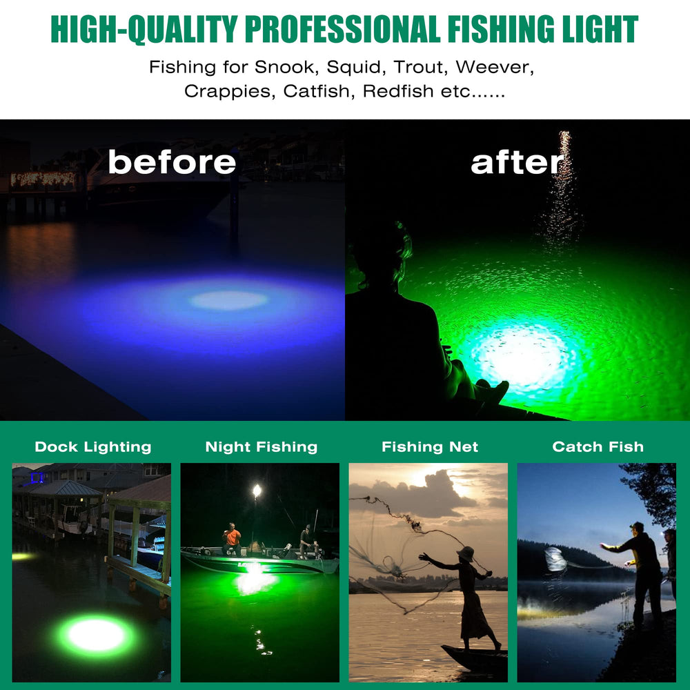 Applications: attracting fish like crappie, squid, snook, and more