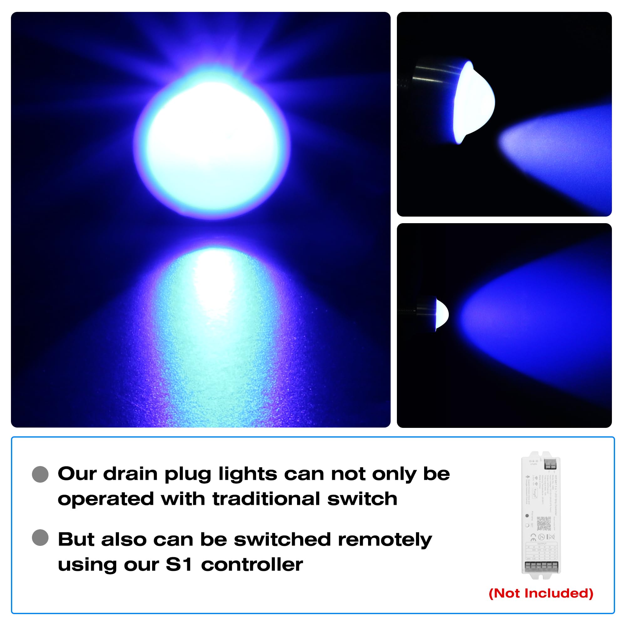 Easy plug-and-play installation of underwater LED light on boat