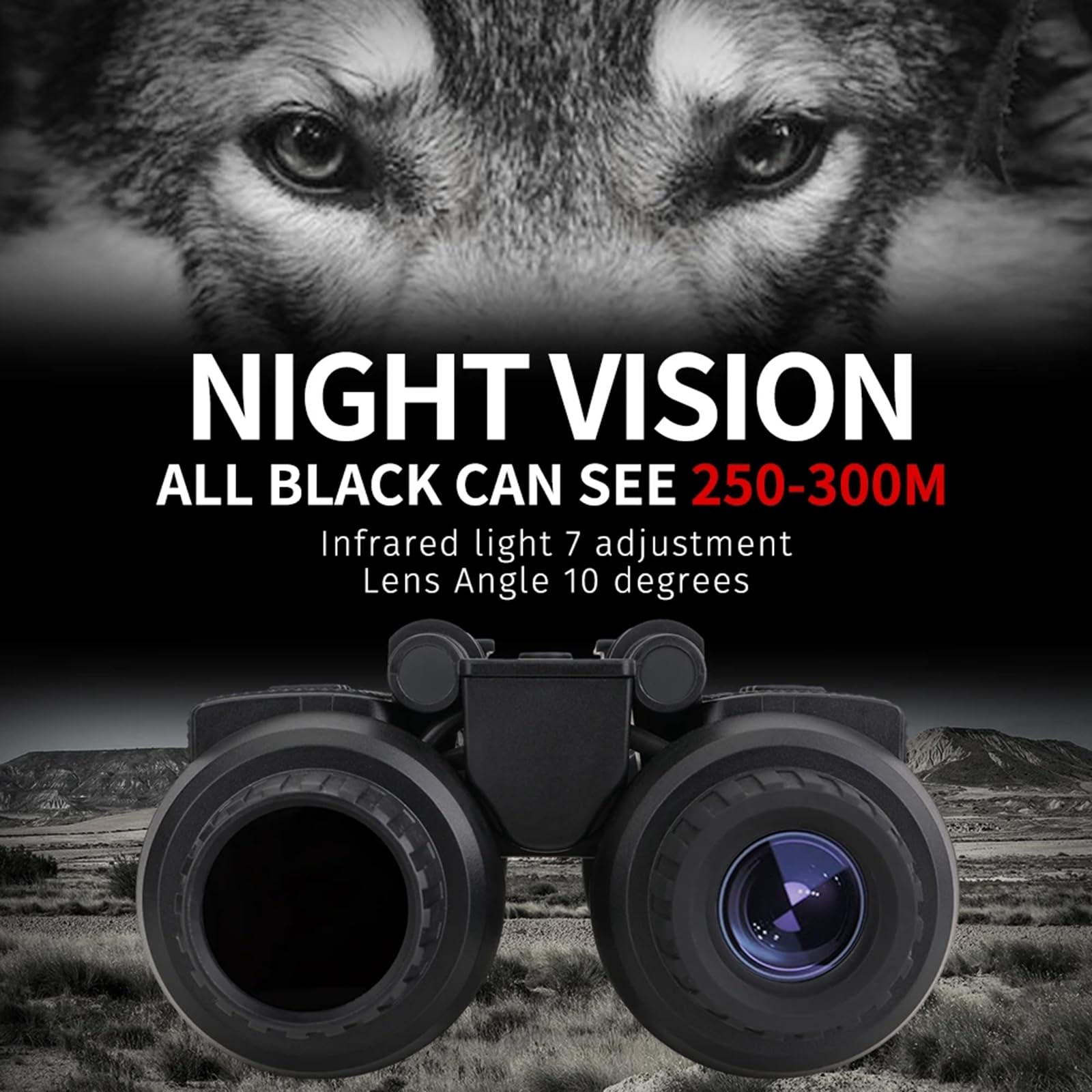 HUVIOVED NV8300 right-eye adjustment shows personalized focus for sharp night viewing.