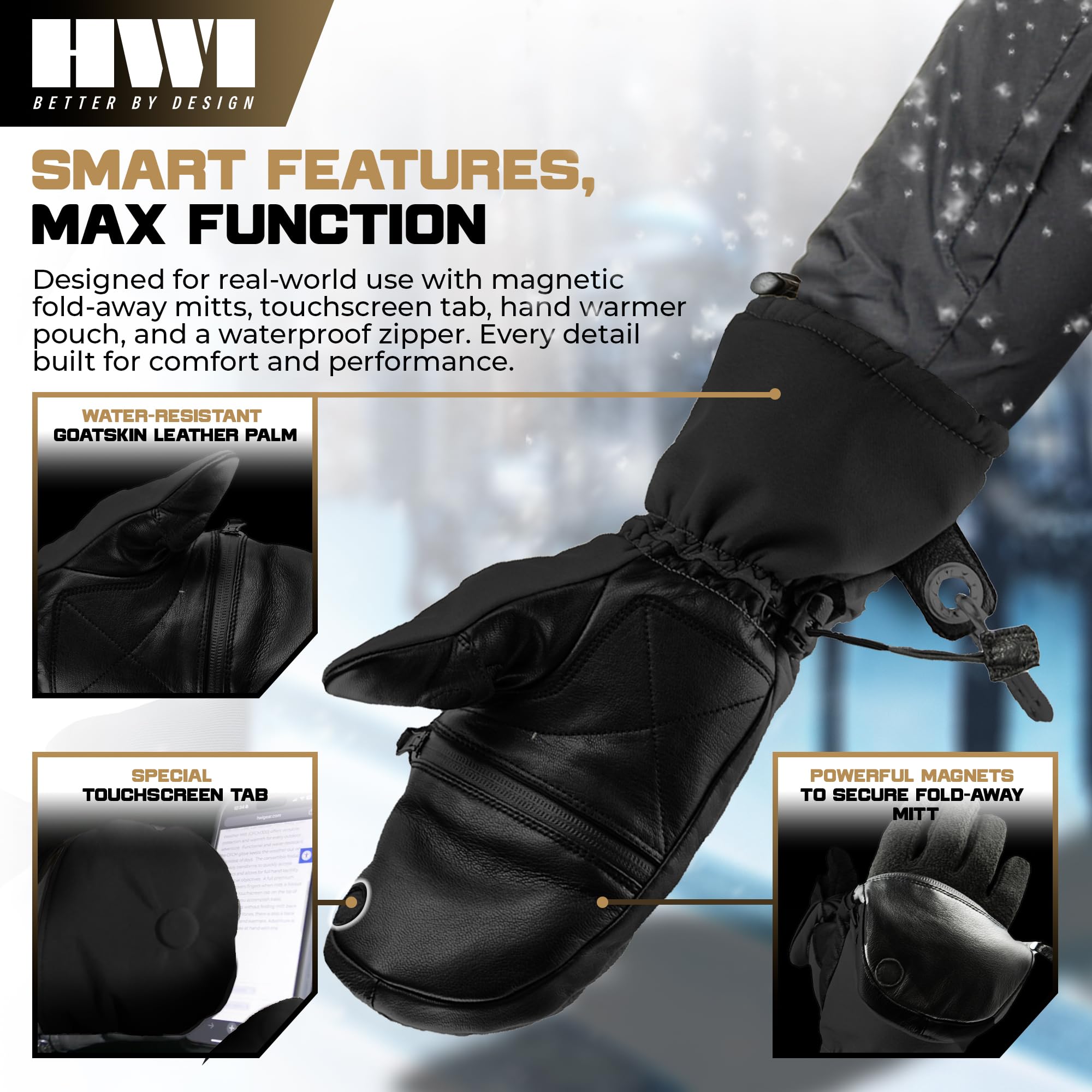 HWI Gear CFCM100 waterproof zipper keeps interior dry in wet weather
