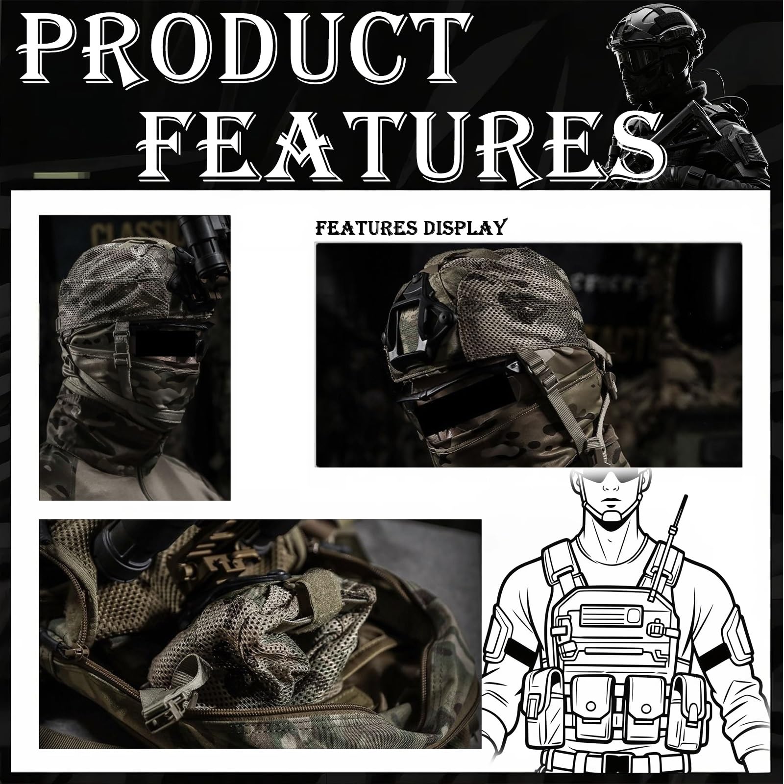 HXCSYC tactical cap showing NVG mount base for secure night-vision gear.