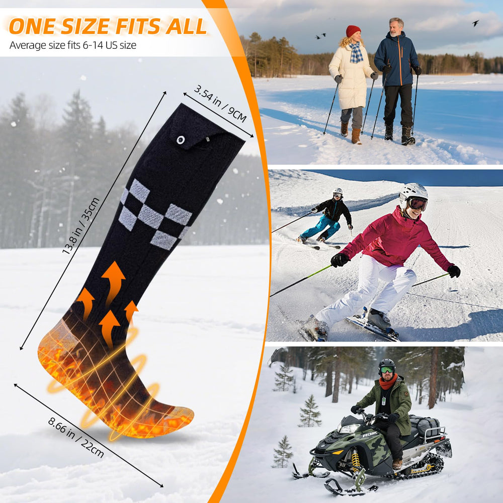 HXERY heated socks full-foot warming covers toes and soles for comprehensive heat.