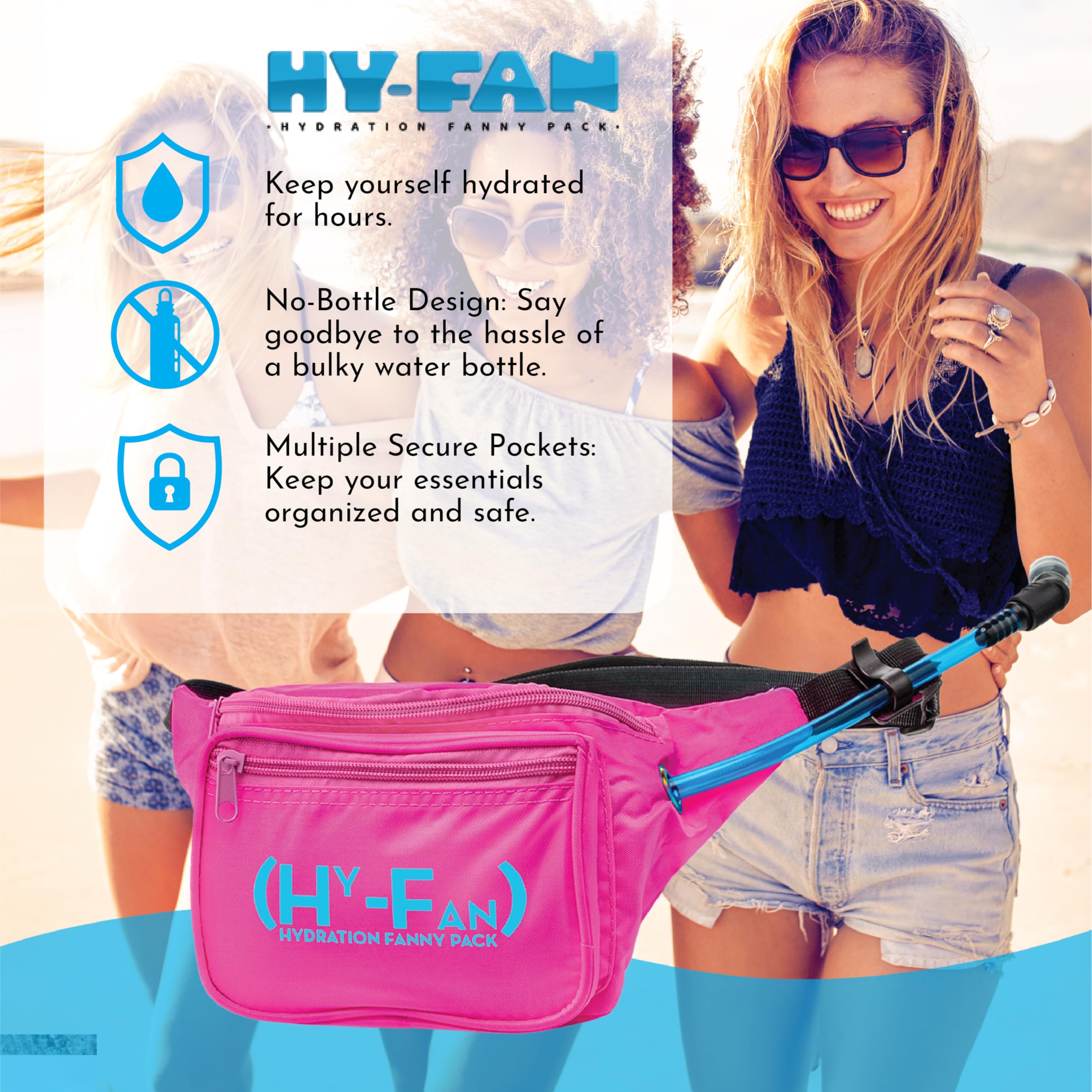 HY-FAN hydration waist pack secure-pockets keeps small essentials safe during outdoor adventures.