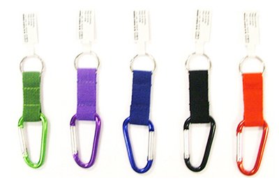 Hy-Ko KBO502 small carabiner with nylon strap key ring in assorted colors for secure key organization
