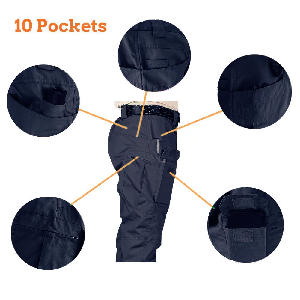 HYCOPROT men's tactical pants blue knee-fold design for enhanced protection