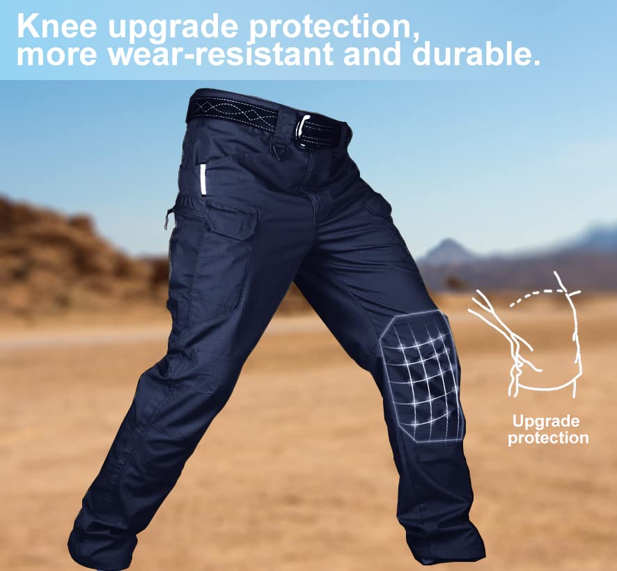 HYCOPROT men's tactical pants blue side view showing multiple pockets
