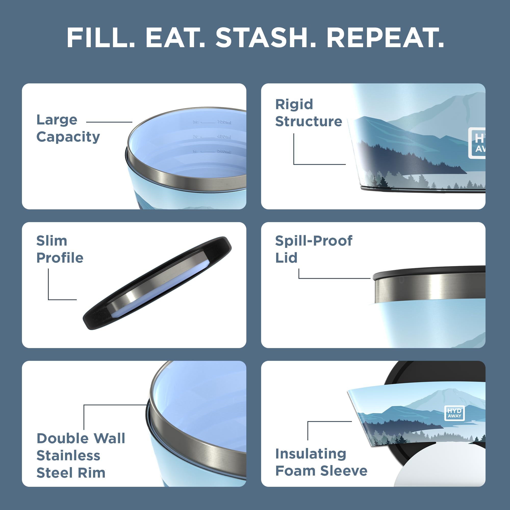 HYDAWAY BPA-free silicone bowl highlights safe, reusable camping dinnerware.