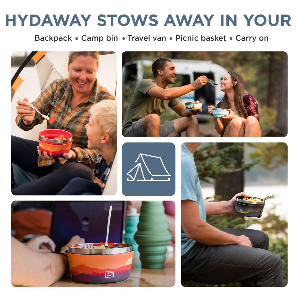 HYDAWAY dishwasher-safe camp bowl easy to clean after meals outdoors.