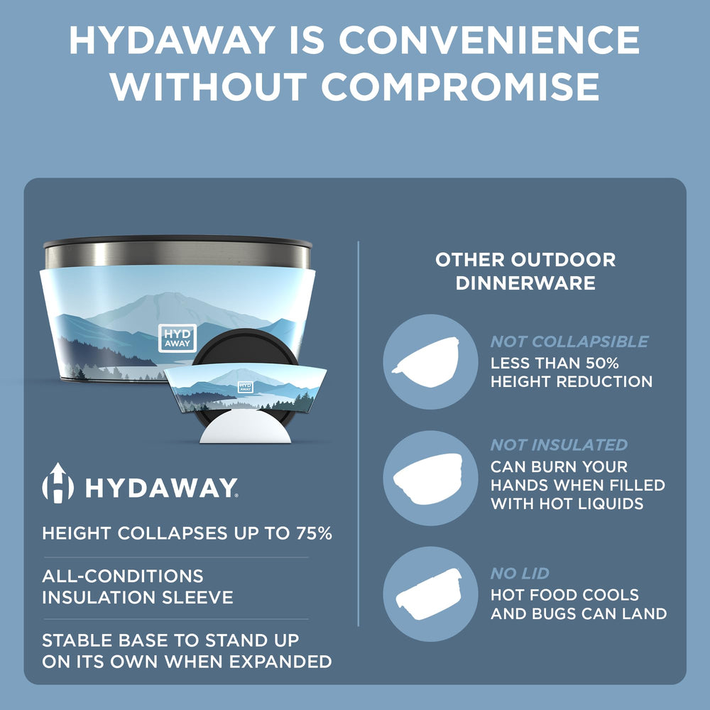 HYDAWAY leak-resistant lid keeps leftovers secure during hiking and travel.