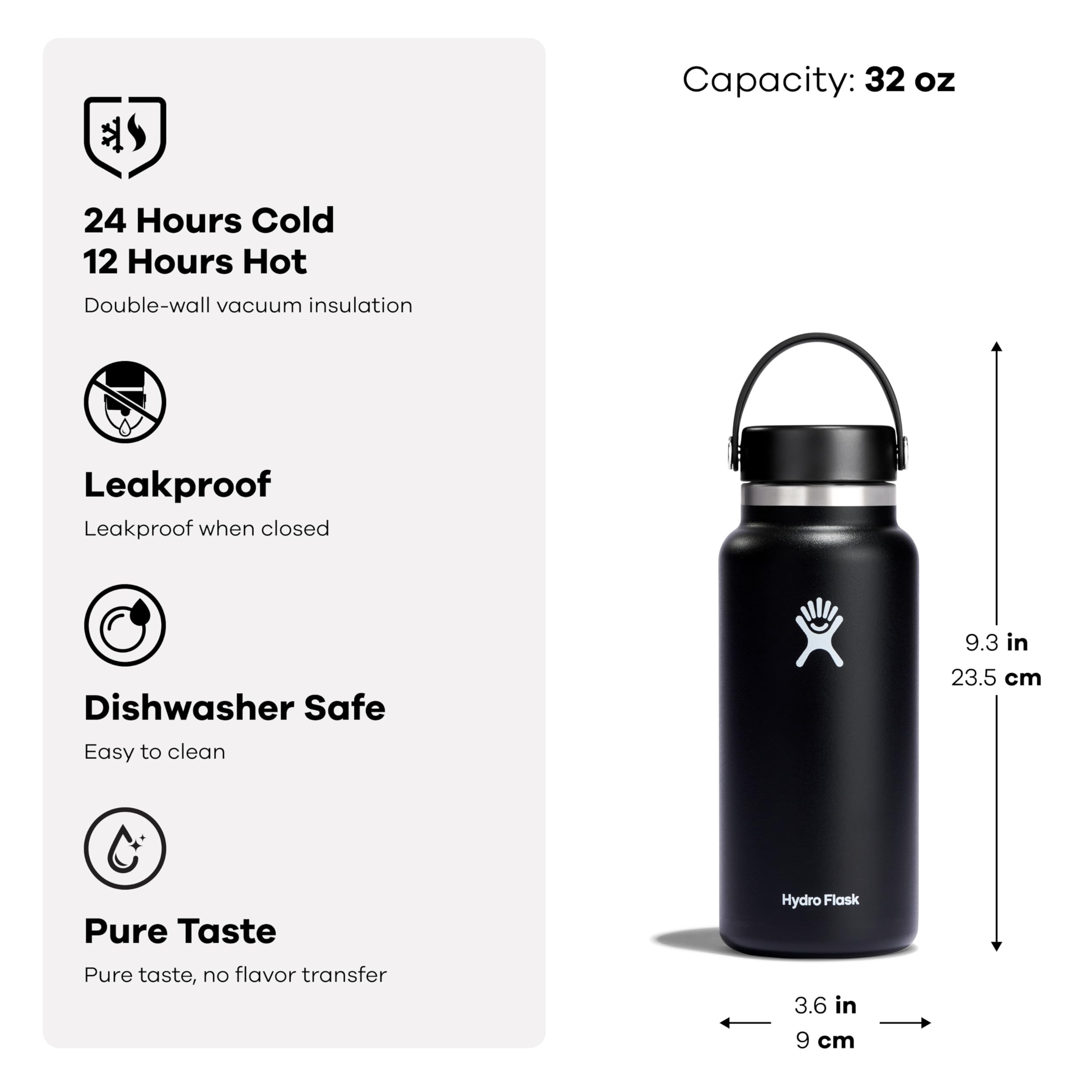 Hydro Flask Surf Blue 32 oz bottle held in hand for easy portability