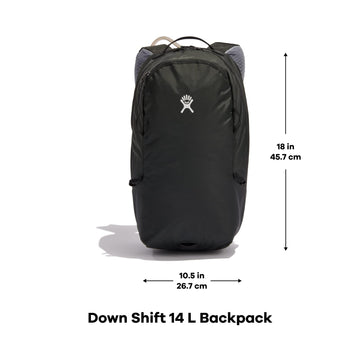 Hydro Flask Down Shift pack shows helmet loops and pocket storage