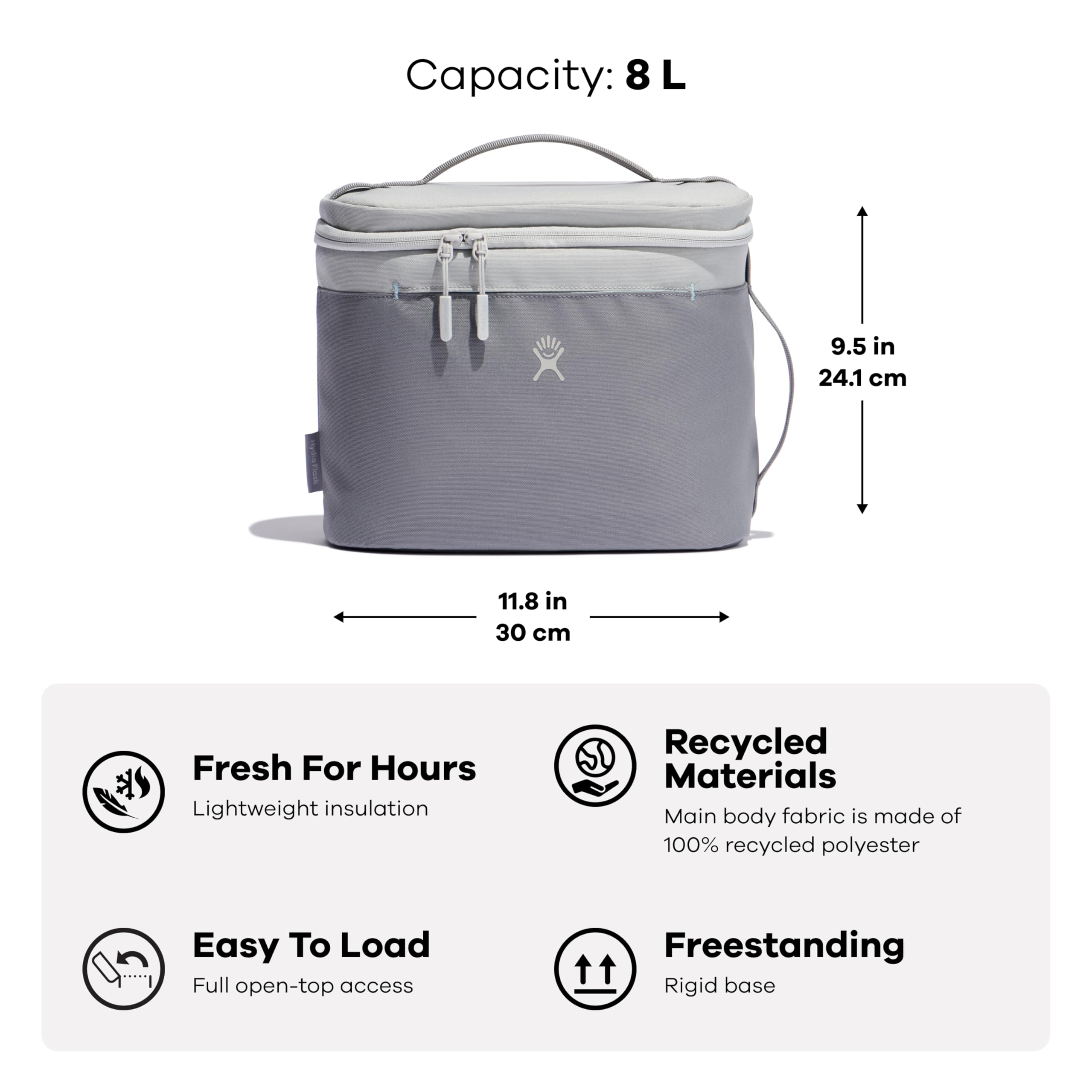 Hydro Flask lunch bag interior space highlights flexible storage for bento boxes and jars