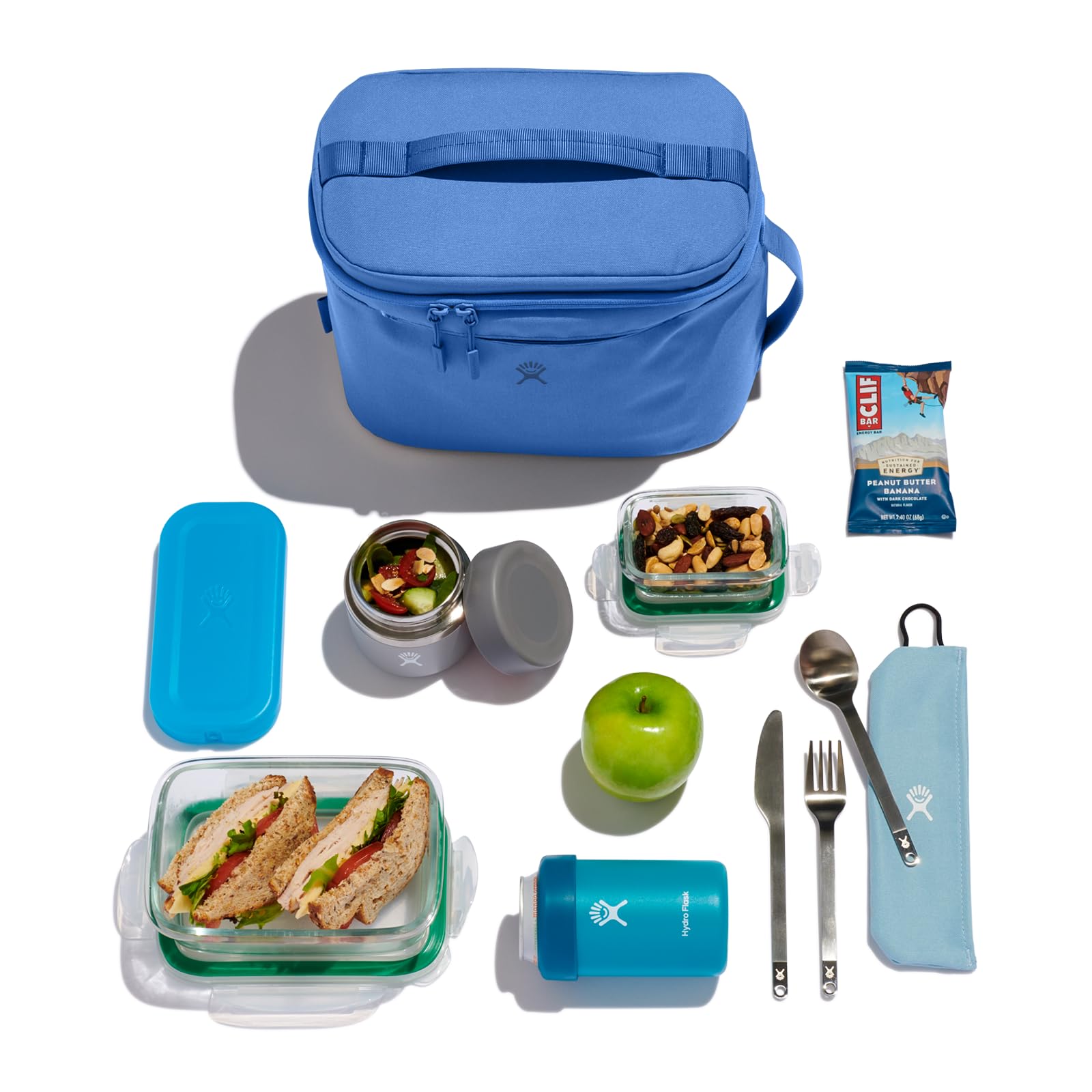 Hydro Flask lunch bag stash pocket provides exterior and interior spaces for napkins and utensils