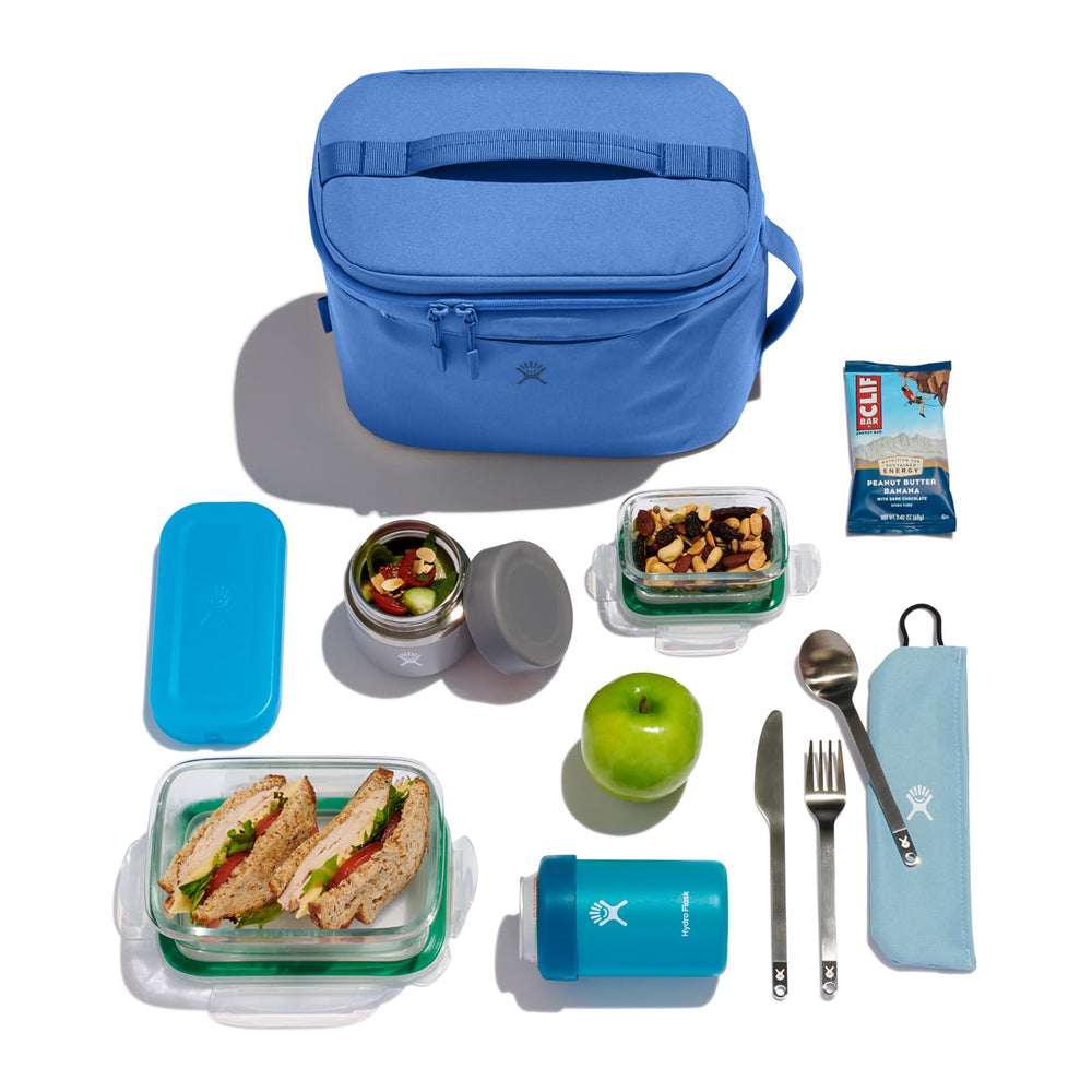 Hydro Flask lunch bag stash pocket provides exterior and interior spaces for napkins and utensils