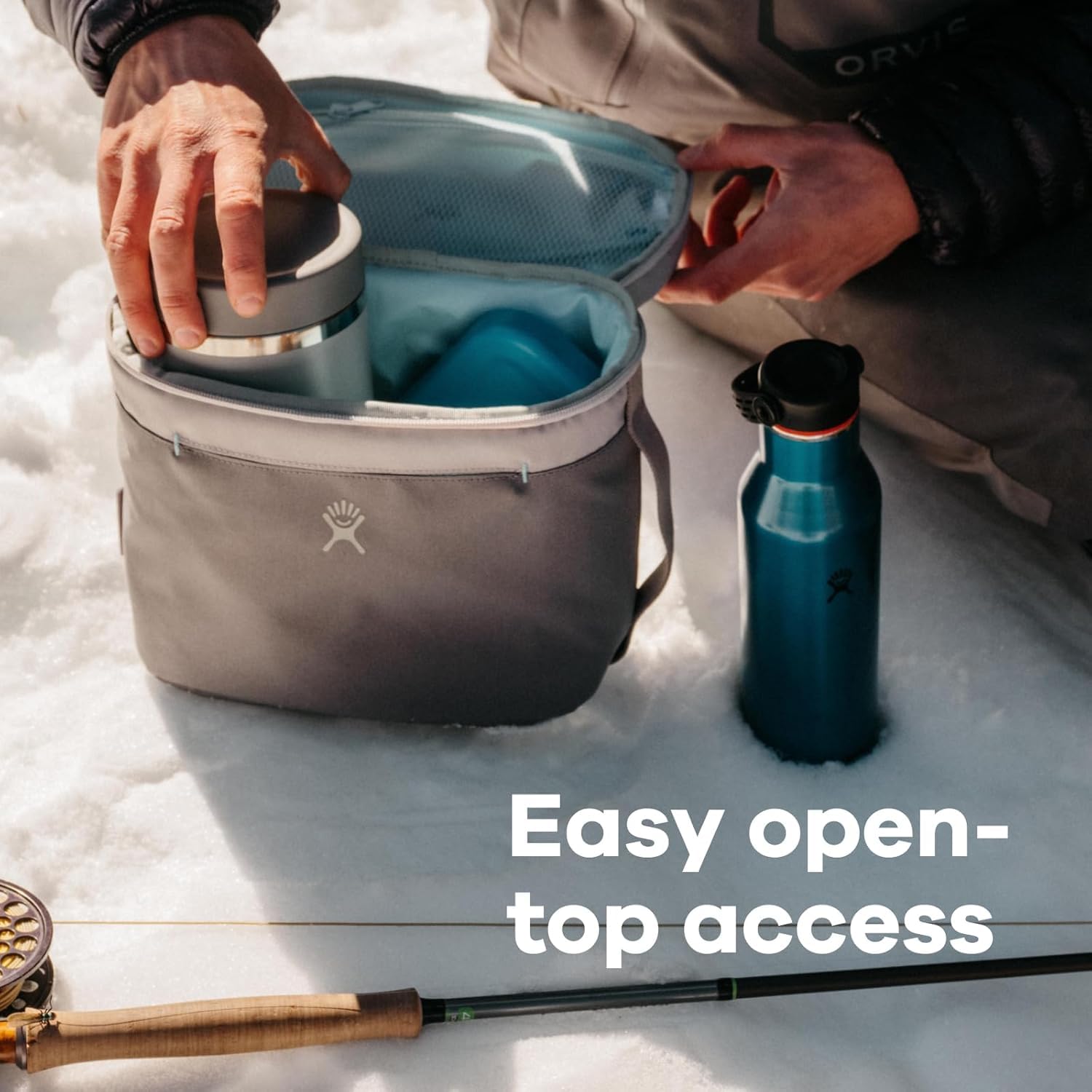 Hydro Flask lunch bag water-resistant exterior protects gear in light weather