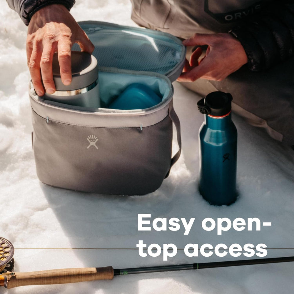 Hydro Flask lunch bag water-resistant exterior protects gear in light weather