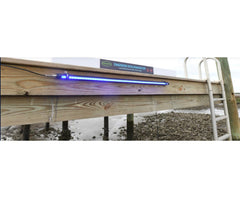 Hydro Glow Dock Master Blue illuminated at night over water