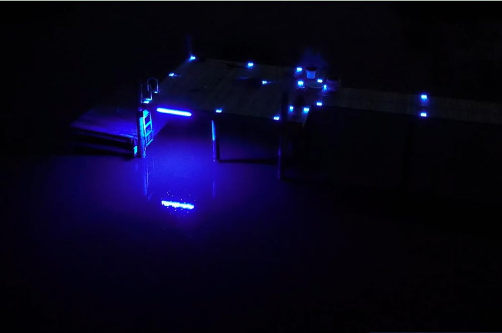 20-ft waterproof power cord connected to the dock light