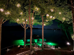 Hydro Glow green LED underwater illumination enhances pier visibility and ambiance.